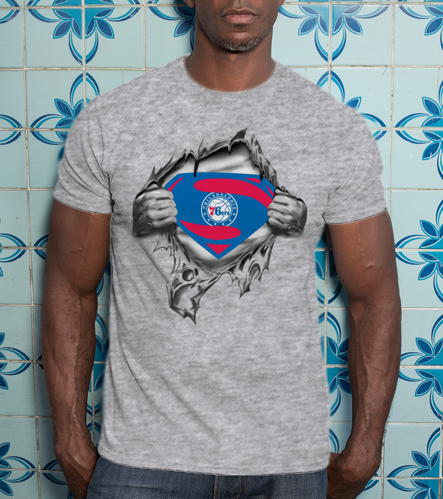 76Ers Superman Philadelphia Logo Shield T-Shirt