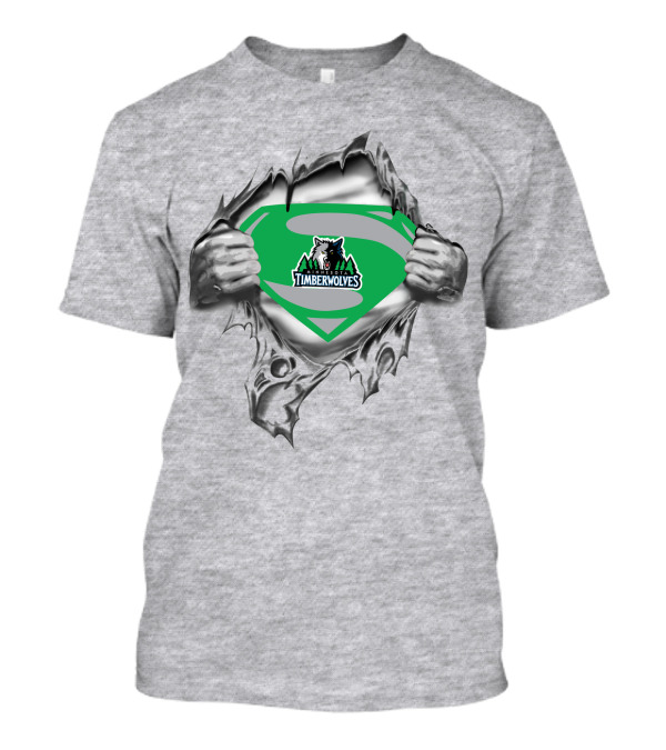 Timberwolves Super Man Logo Tear T-Shirt