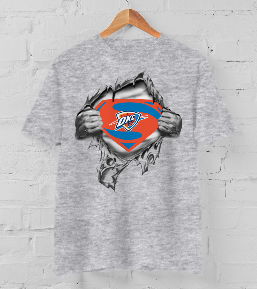 OKC Thunder Superman Logo Rip T-Shirt