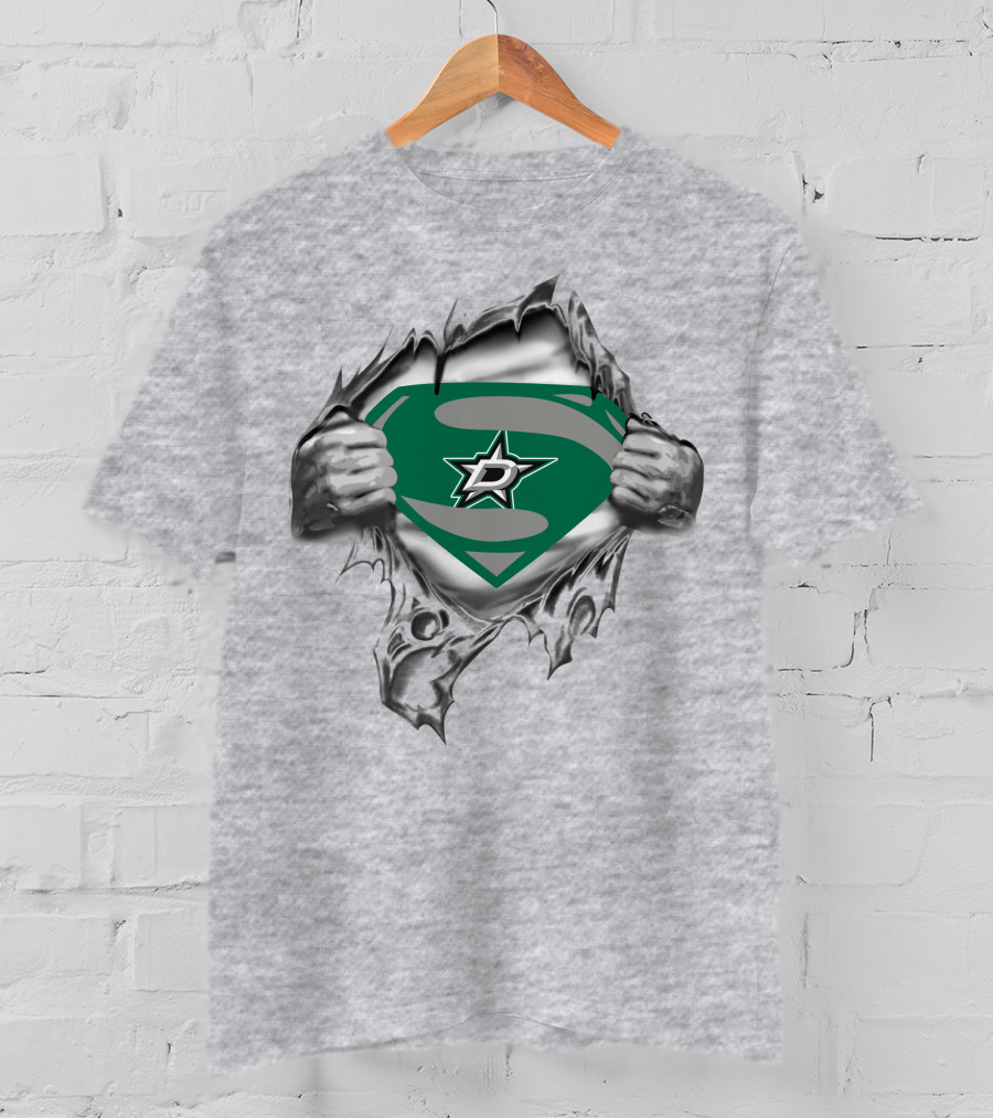 Dallas Stars Superman Logo Torn Reveal T-Shirt