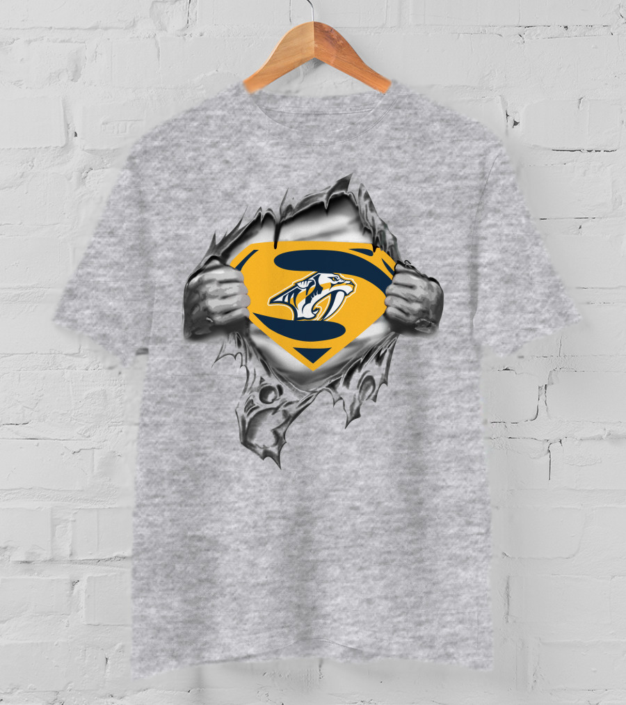 Nashville Predators Super Man Logo Shield Strength T-Shirt