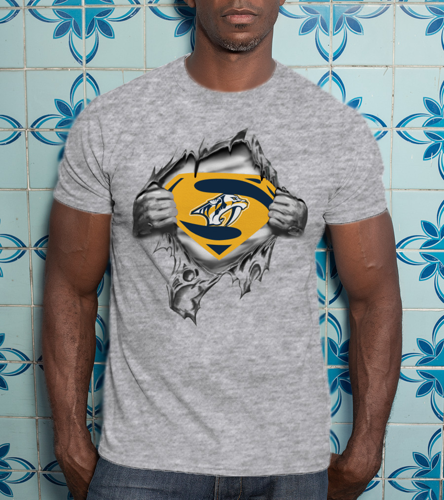 Nashville Predators Super Man Logo Shield Strength T-Shirt