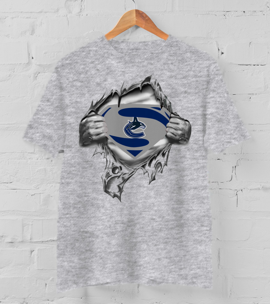 Vancouver Canucks Superman Logo Rip T-Shirt