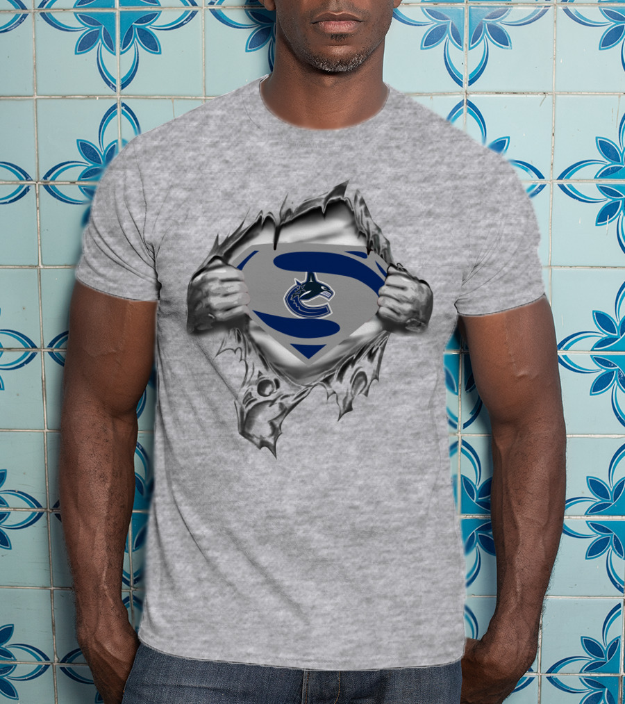 Vancouver Canucks Superman Logo Rip T-Shirt