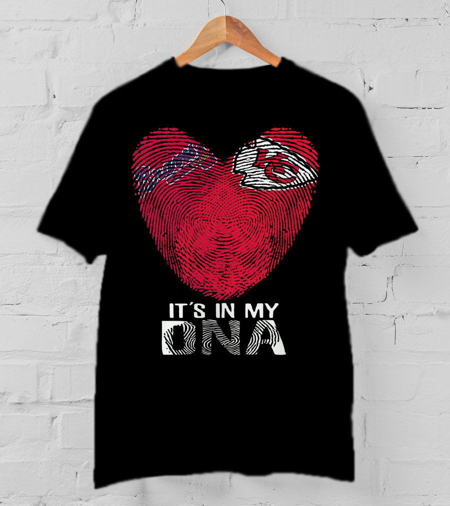 Atlanta Braves Chiefs Fingerprint Heart It's In My Dna T-Shirt