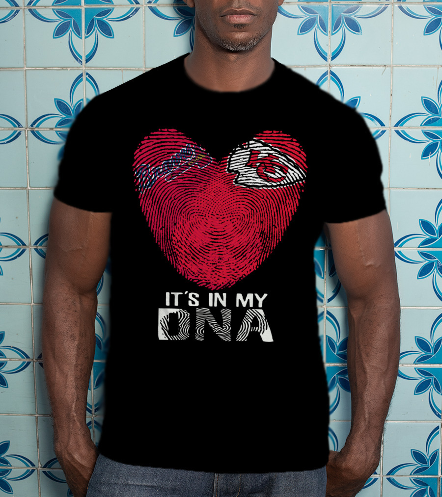Atlanta Braves Chiefs Fingerprint Heart It's In My Dna T-Shirt