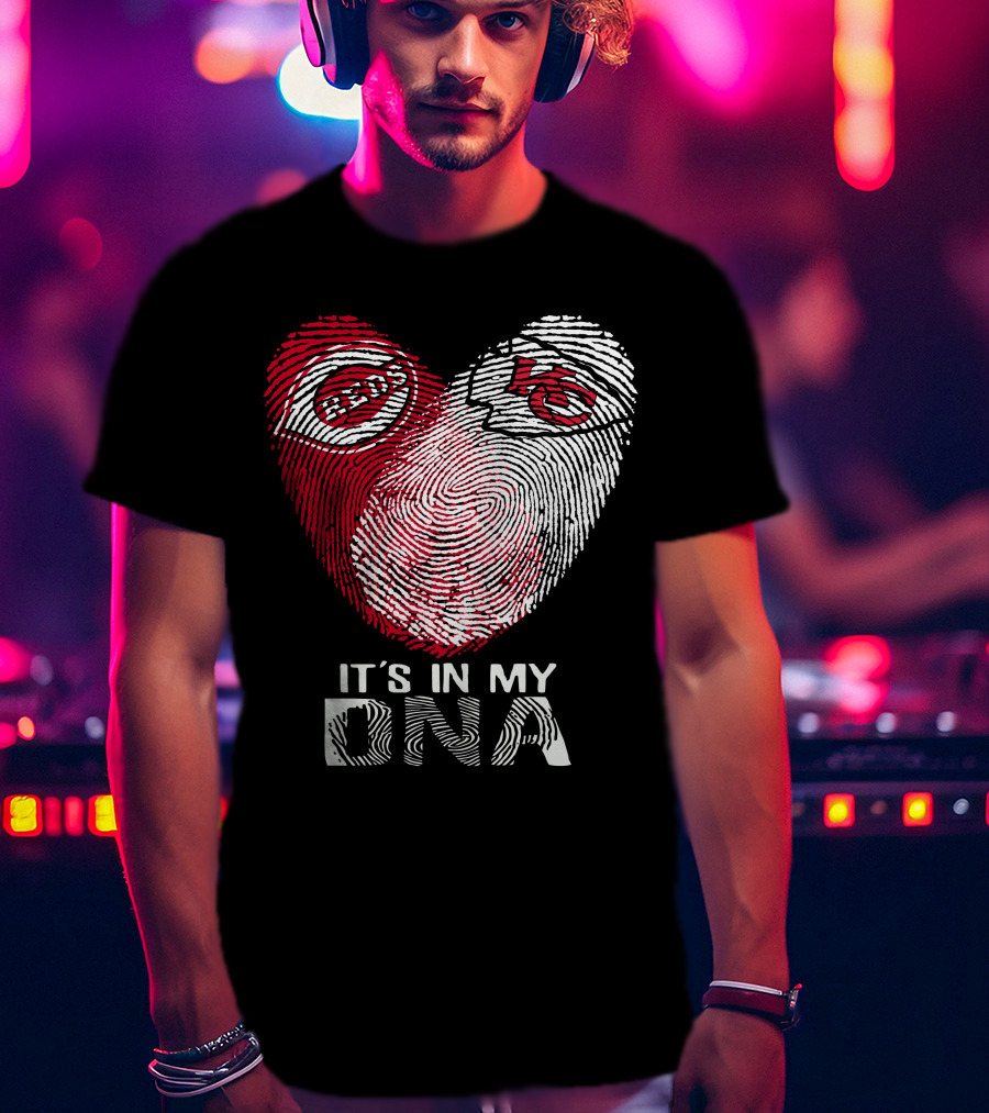 Cincinnati Reds Chiefs It's In My DNA Fingerprint Heart T-Shirt