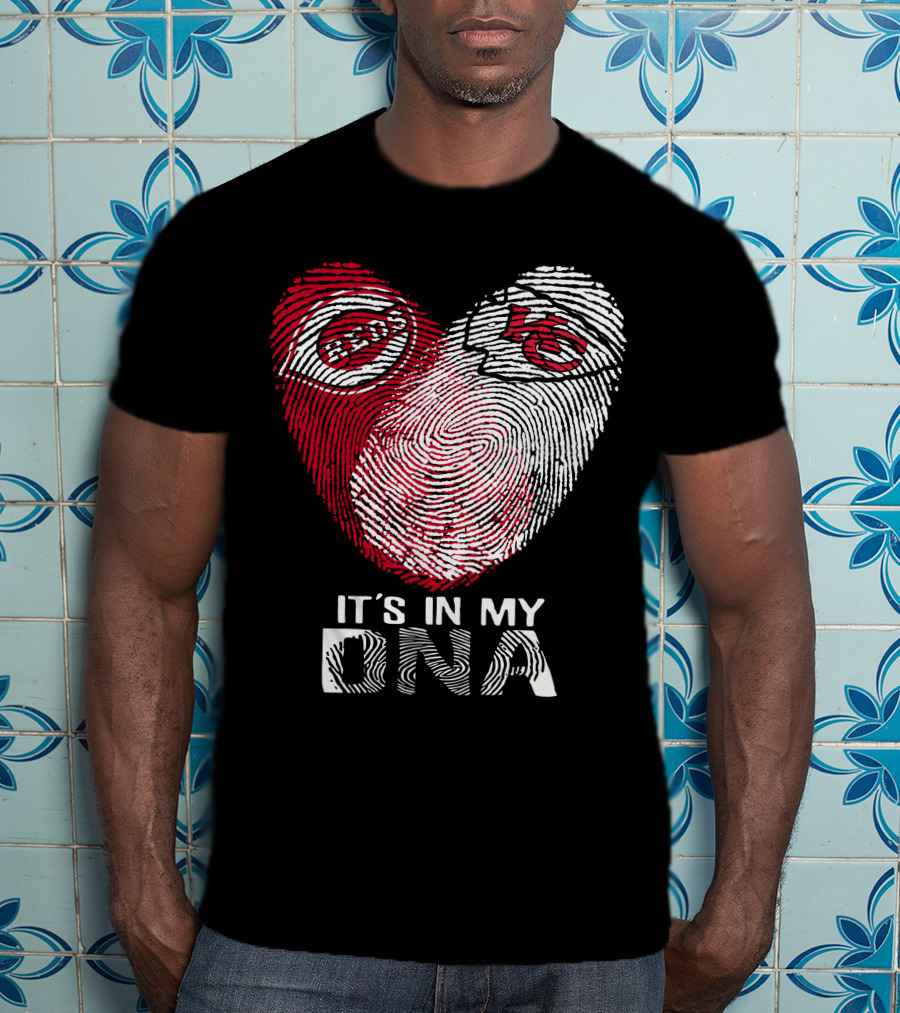 Cincinnati Reds Chiefs It's In My DNA Fingerprint Heart T-Shirt