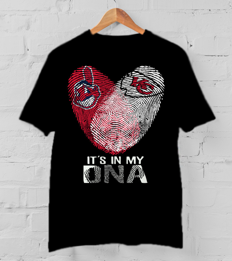 It's In My DNA Cleveland Indians Chiefs Fingerprint Heart T-Shirt