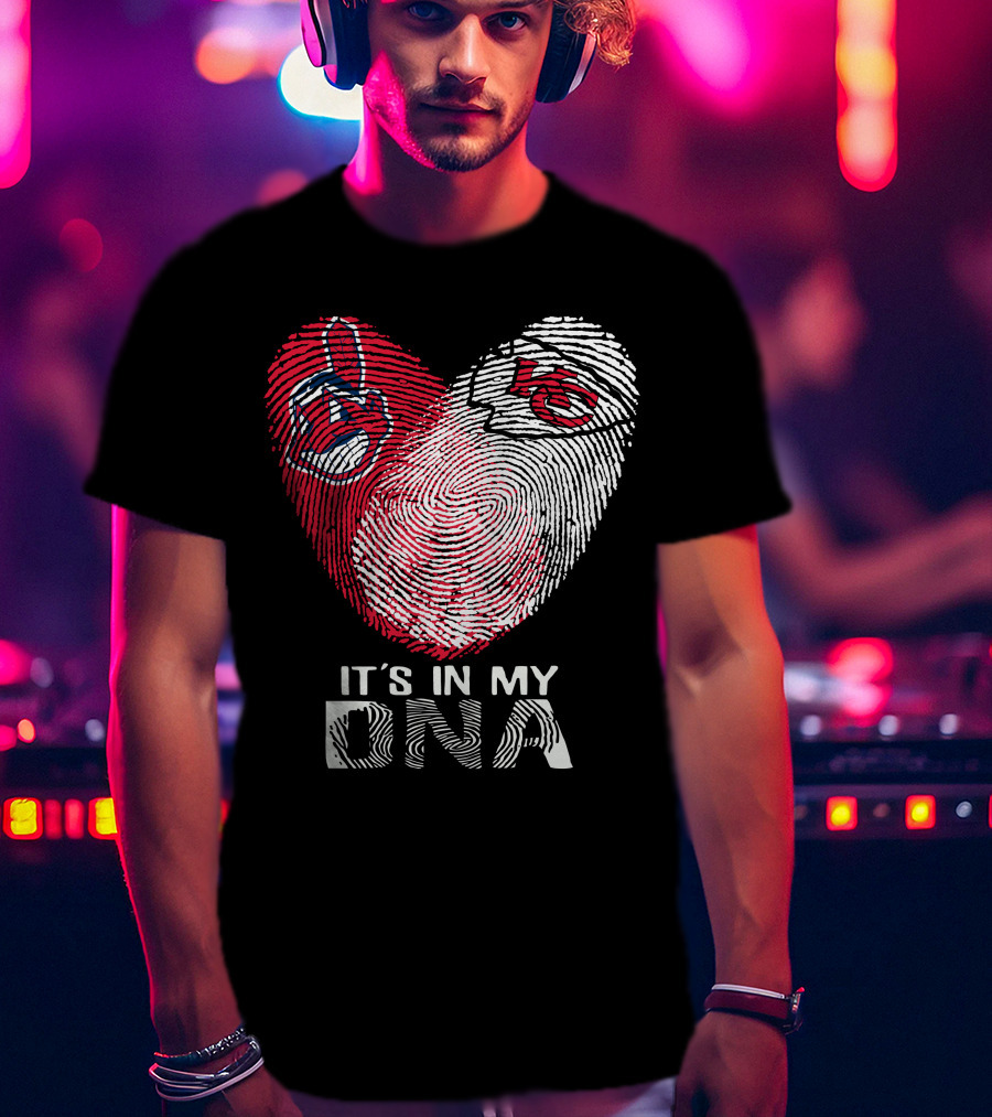 It's In My DNA Cleveland Indians Chiefs Fingerprint Heart T-Shirt