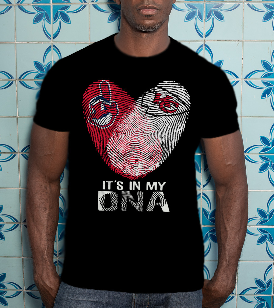 It's In My DNA Cleveland Indians Chiefs Fingerprint Heart T-Shirt