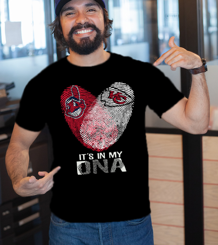 It's In My DNA Cleveland Indians Chiefs Fingerprint Heart T-Shirt