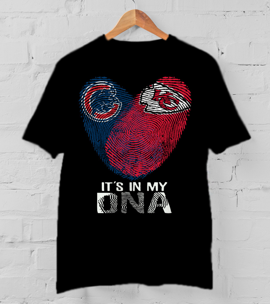 Chicago Cubs And Chiefs It's In My DNA Fingerprint Heart T-Shirt