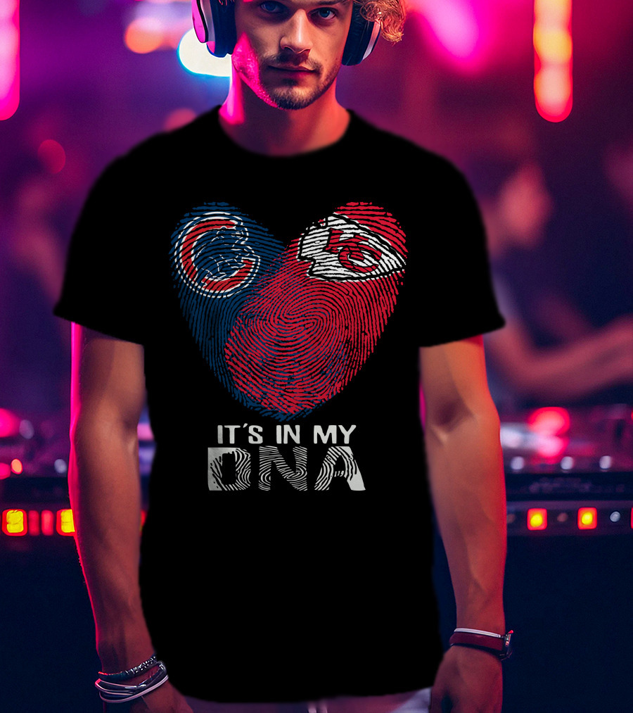 Chicago Cubs And Chiefs It's In My DNA Fingerprint Heart T-Shirt