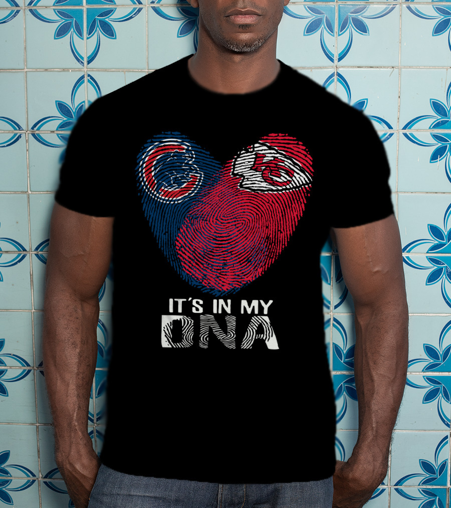 Chicago Cubs And Chiefs It's In My DNA Fingerprint Heart T-Shirt