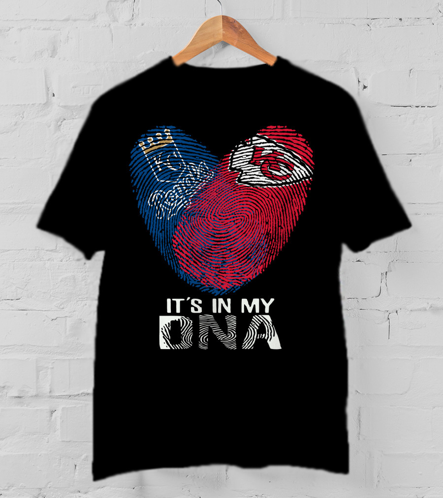 Kansas City Royals Chiefs It's In My DNA Fingerprint Heart T-Shirt