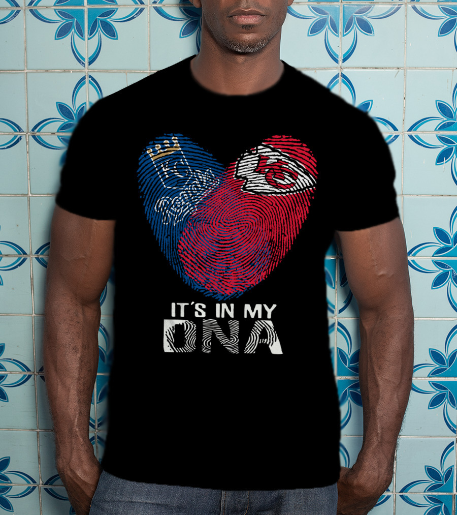 Kansas City Royals Chiefs It's In My DNA Fingerprint Heart T-Shirt