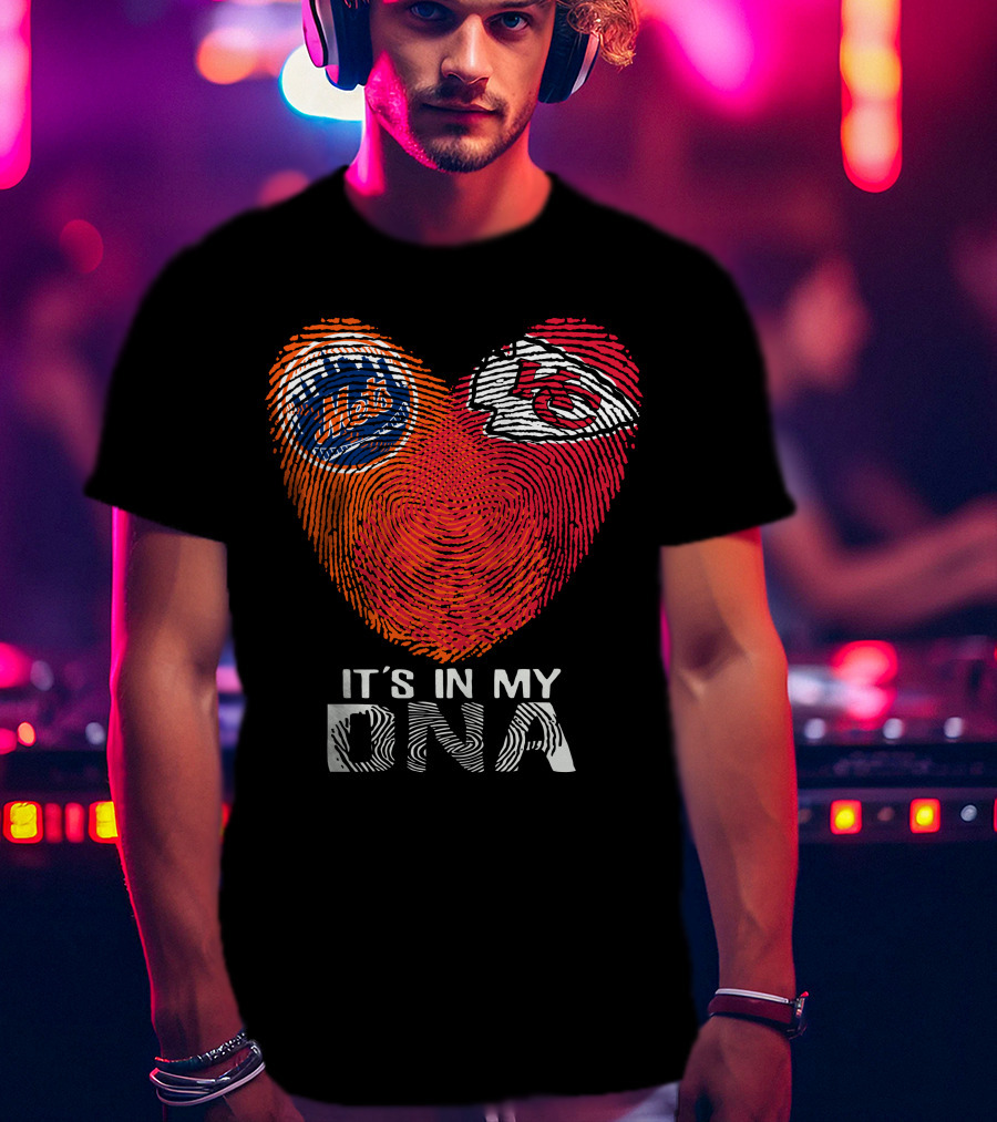 It's In My DNA New York Mets Chiefs Fingerprint Heart T-Shirt