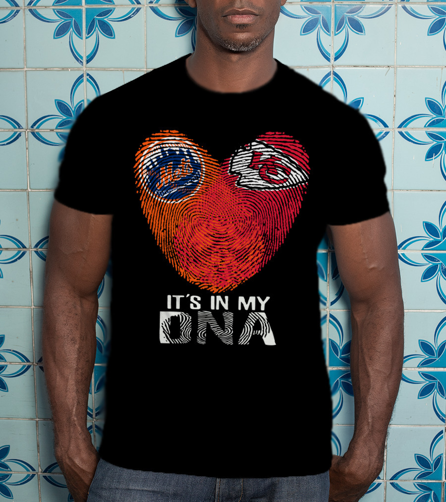 It's In My DNA New York Mets Chiefs Fingerprint Heart T-Shirt