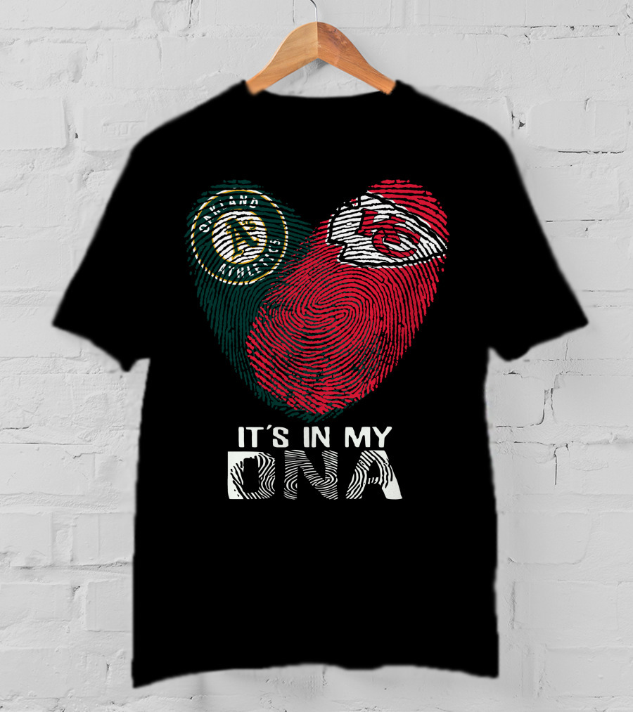 Oakland Athletics Kansas City Chiefs It's In My DNA Fingerprint T-Shirt