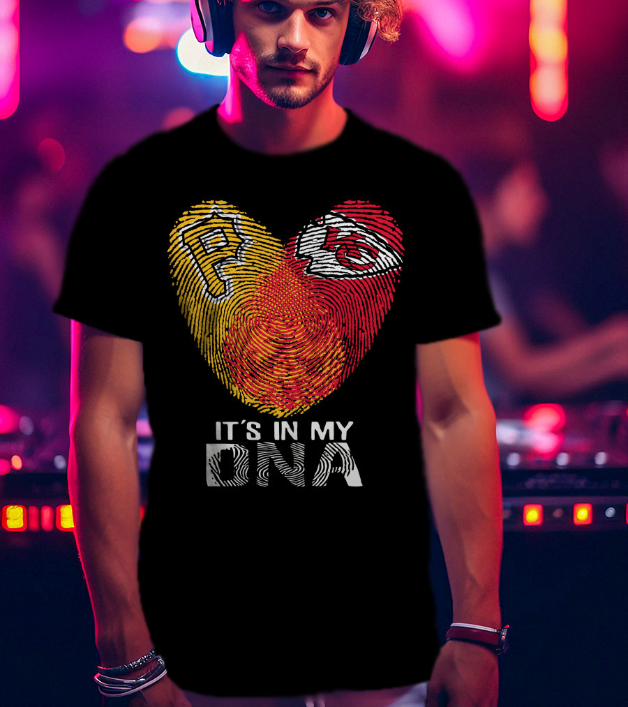 Pittsburgh Pirates Kc Chiefs It's In My Dna Fingerprint Heart T-Shirt