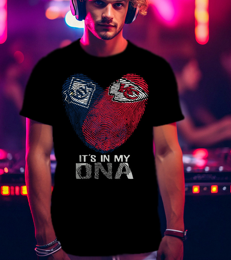 Tampa Bay Rays Chiefs Fingerprint Heart It's In My DNA T-Shirt