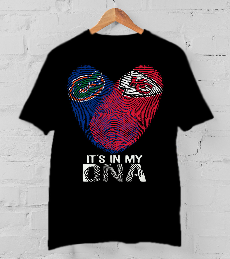 Gators Chiefs It's In My Dna Heart Fingerprint T-Shirt