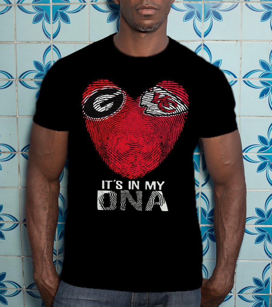 Georgia Bulldogs And Kansas City Chiefs Logo Heart It's In My Dna T-Shirt