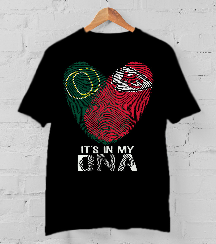 Oregon Ducks Chiefs It's In My Dna Heart Fingerprint T-Shirt