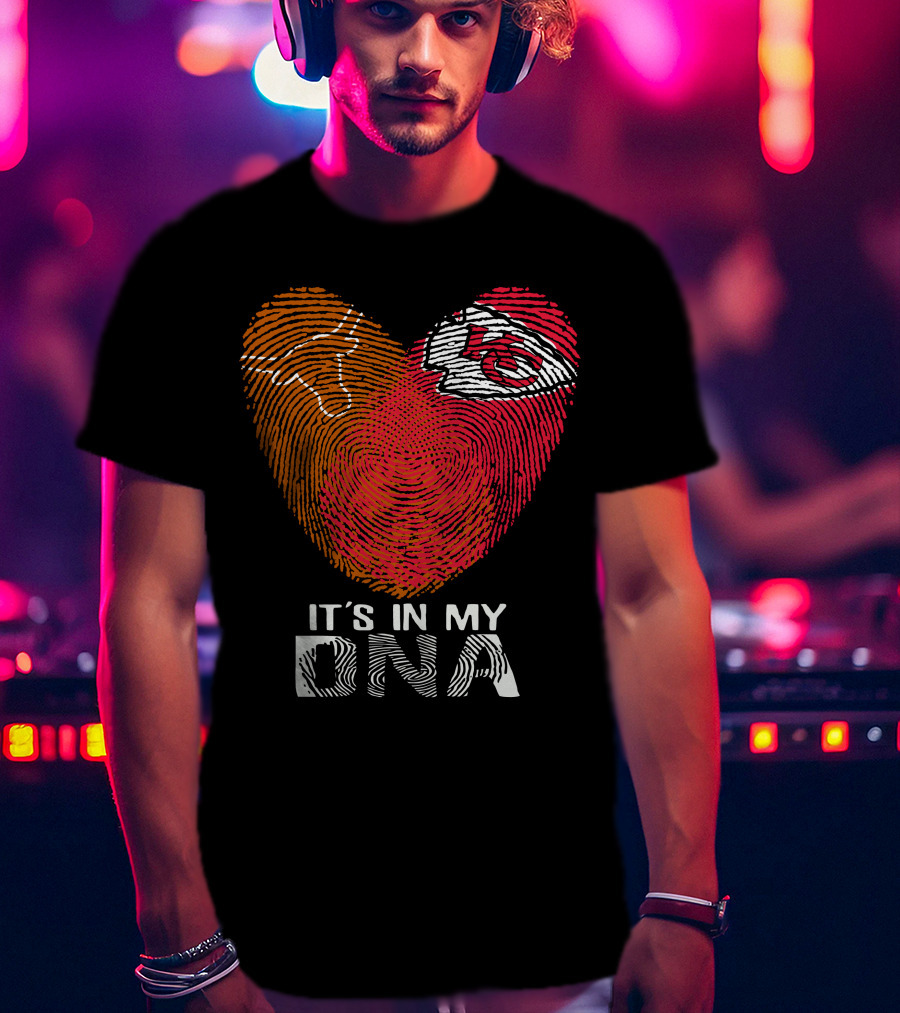 Texas Longhorns Kansas City Chiefs It's In My Dna Fingerprint Heart T-Shirt