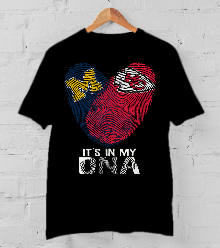 Wolverines Chiefs It's In My DNA Fingerprint Heart T-Shirt