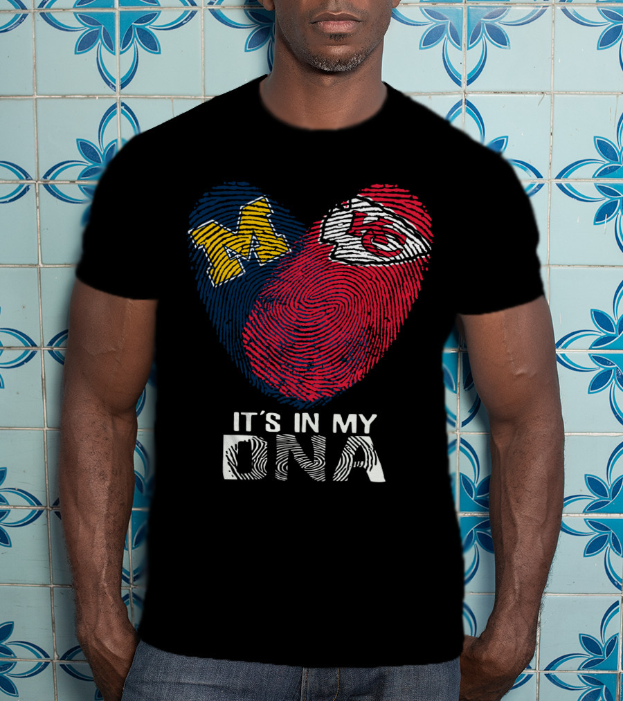 Wolverines Chiefs It's In My DNA Fingerprint Heart T-Shirt
