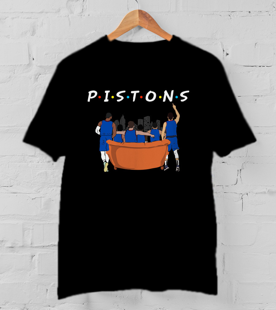 Pistons Detroit Basketball Team Couch City Skyline T-Shirt