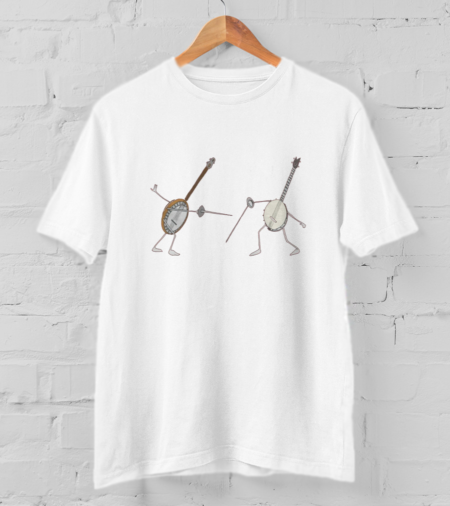 Dueling Banjos Cartoon Characters Fencing Contest T-Shirt