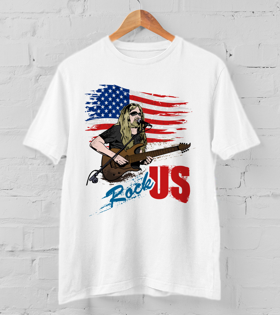 Rock US American Flag Guitarist Performance T-Shirt