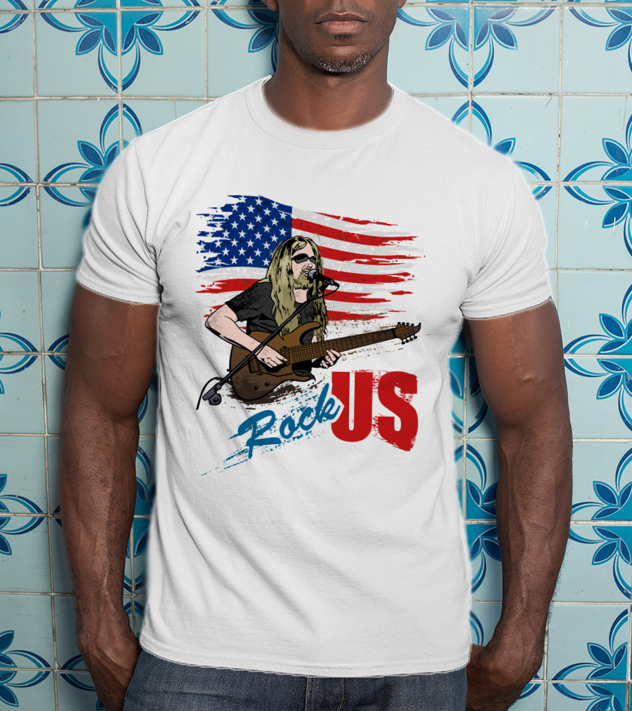 Rock US American Flag Guitarist Performance T-Shirt