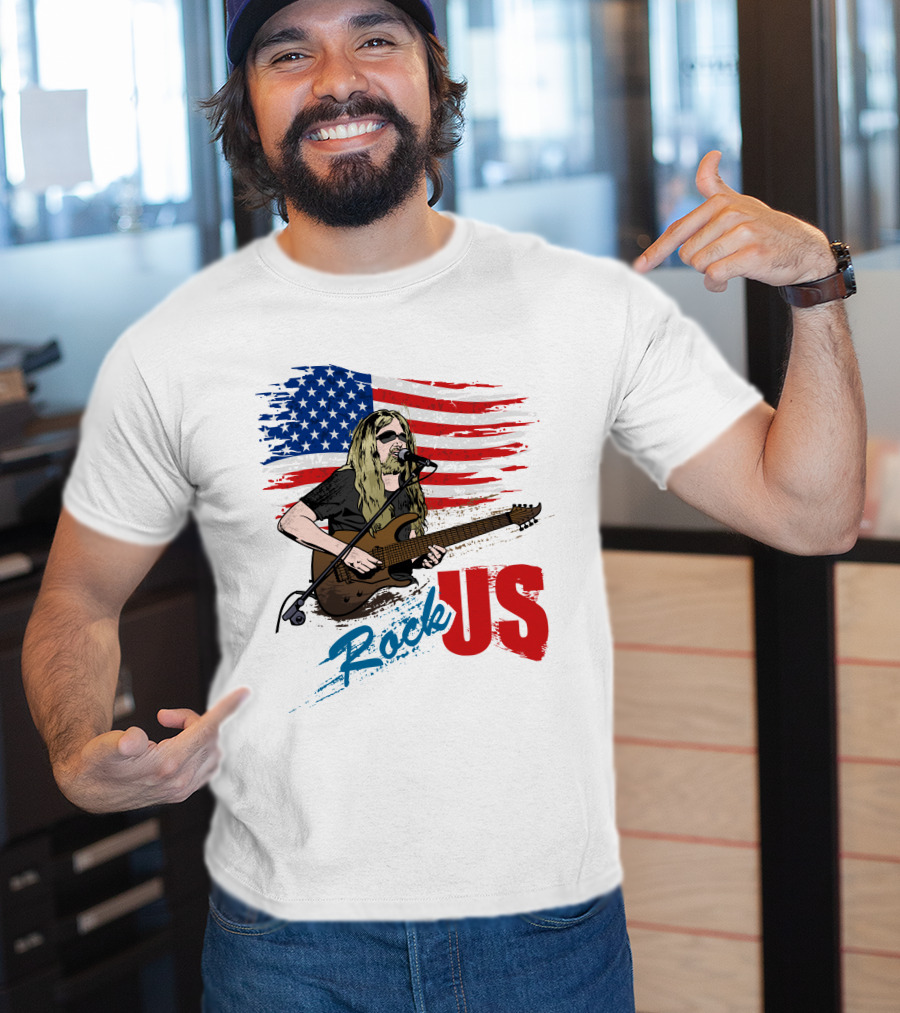 Rock US American Flag Guitarist Performance T-Shirt