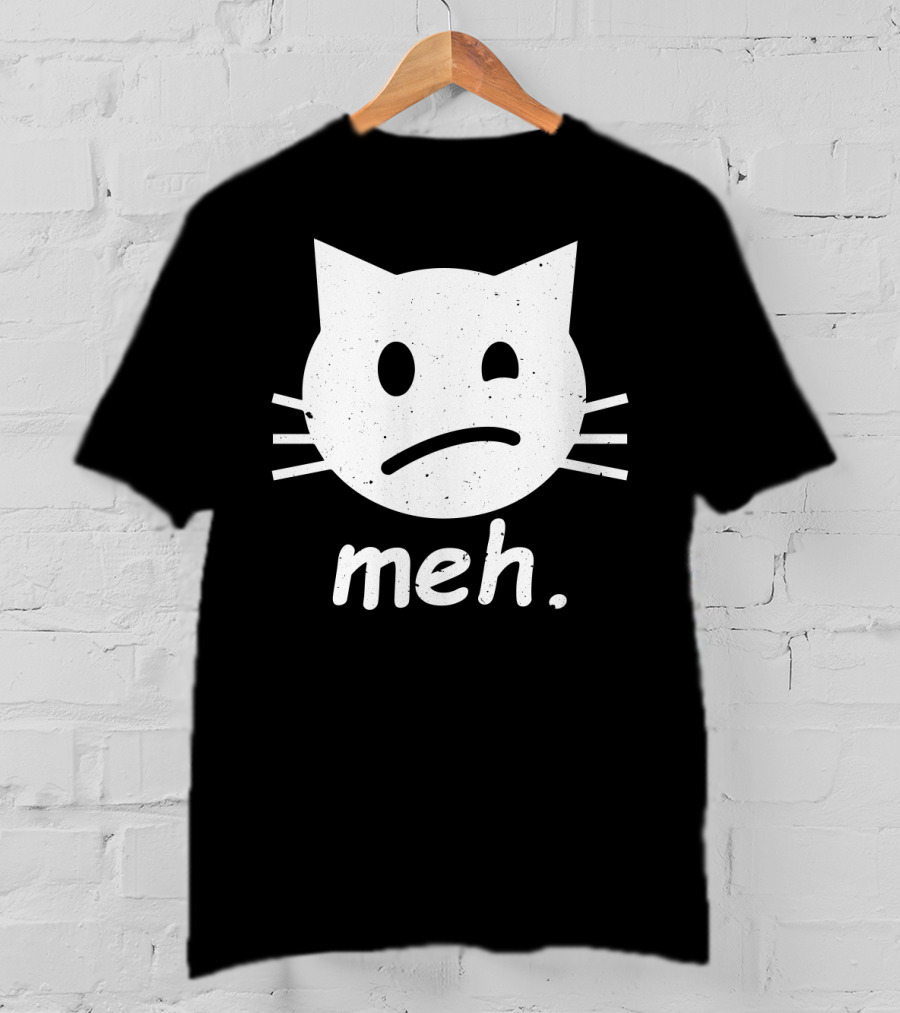 Meh Cat Face Halloween Humor T-Shirt