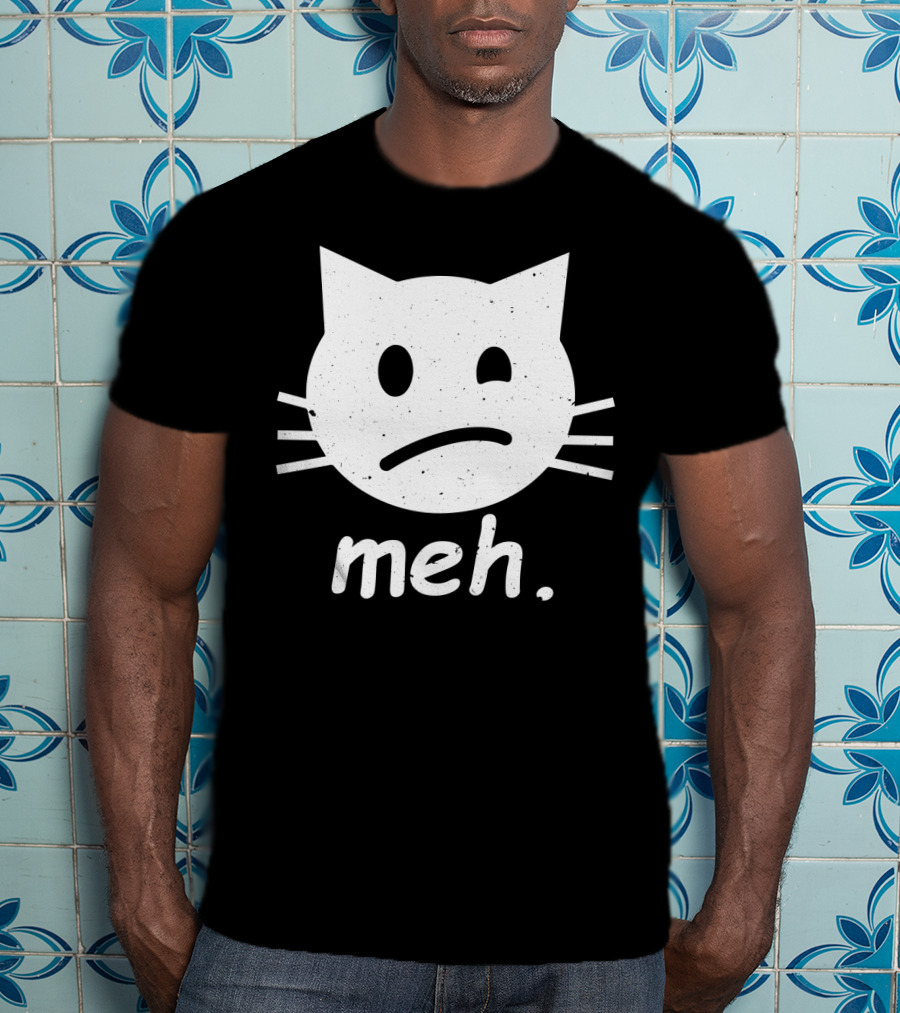 Meh Cat Face Halloween Humor T-Shirt
