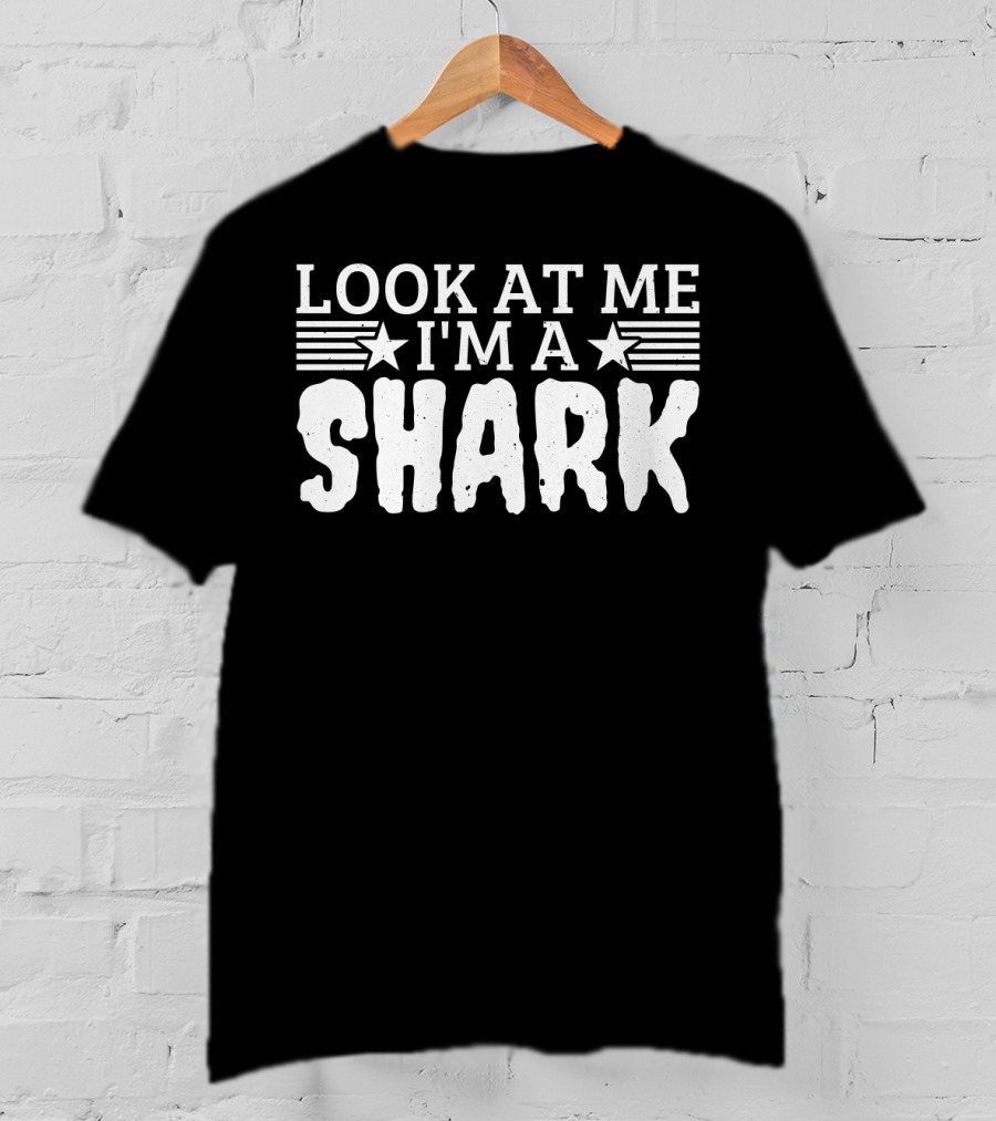 Look At Me I'm A Shark Bold Text T-Shirt