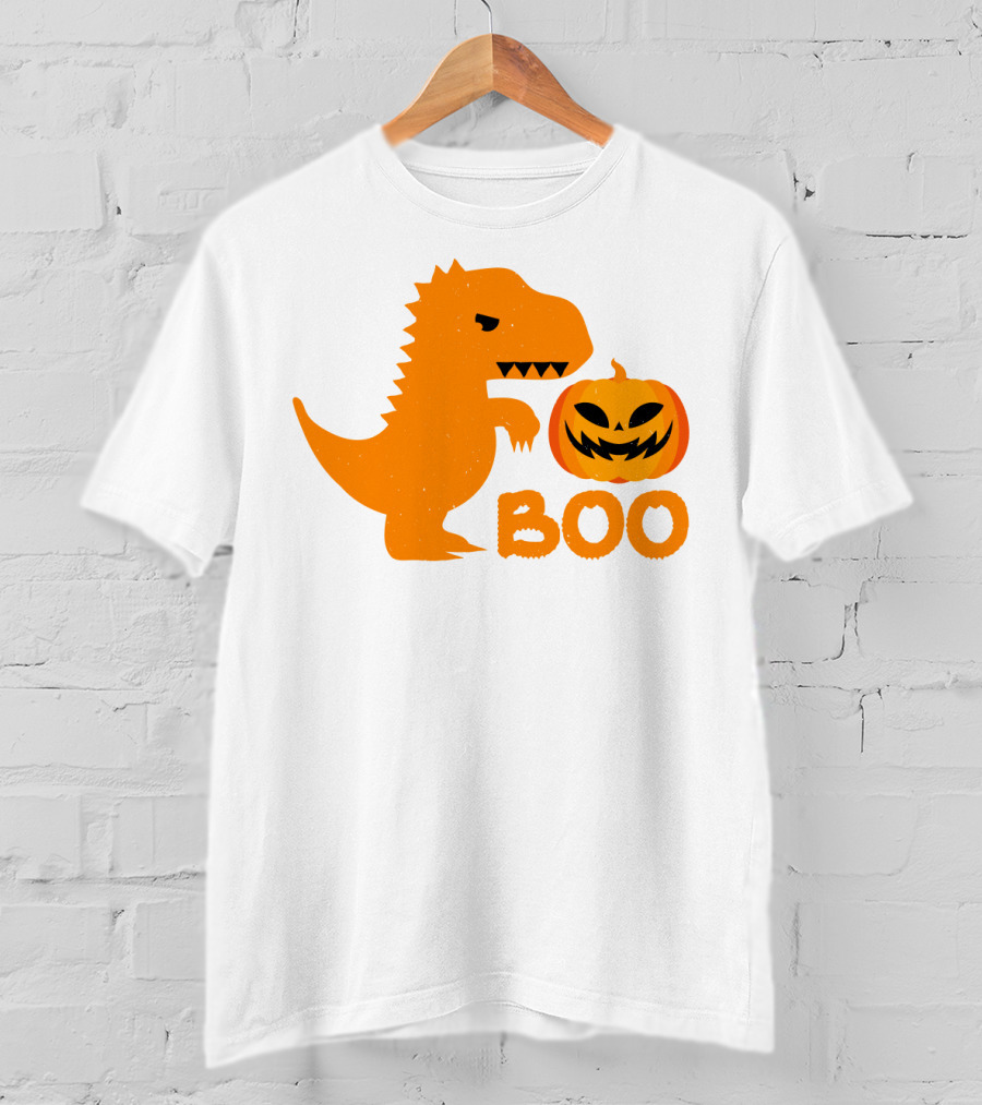 Boo Dinosaur With Jack-O'-Lantern Pumpkin T-Shirt
