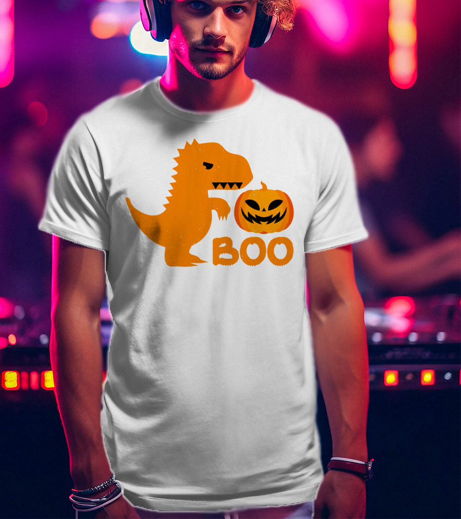 Boo Dinosaur With Jack-O'-Lantern Pumpkin T-Shirt