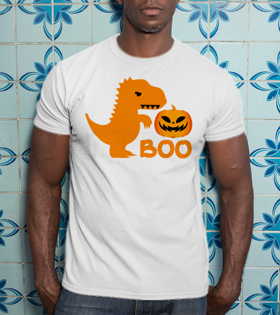 Boo Dinosaur With Jack-O'-Lantern Pumpkin T-Shirt