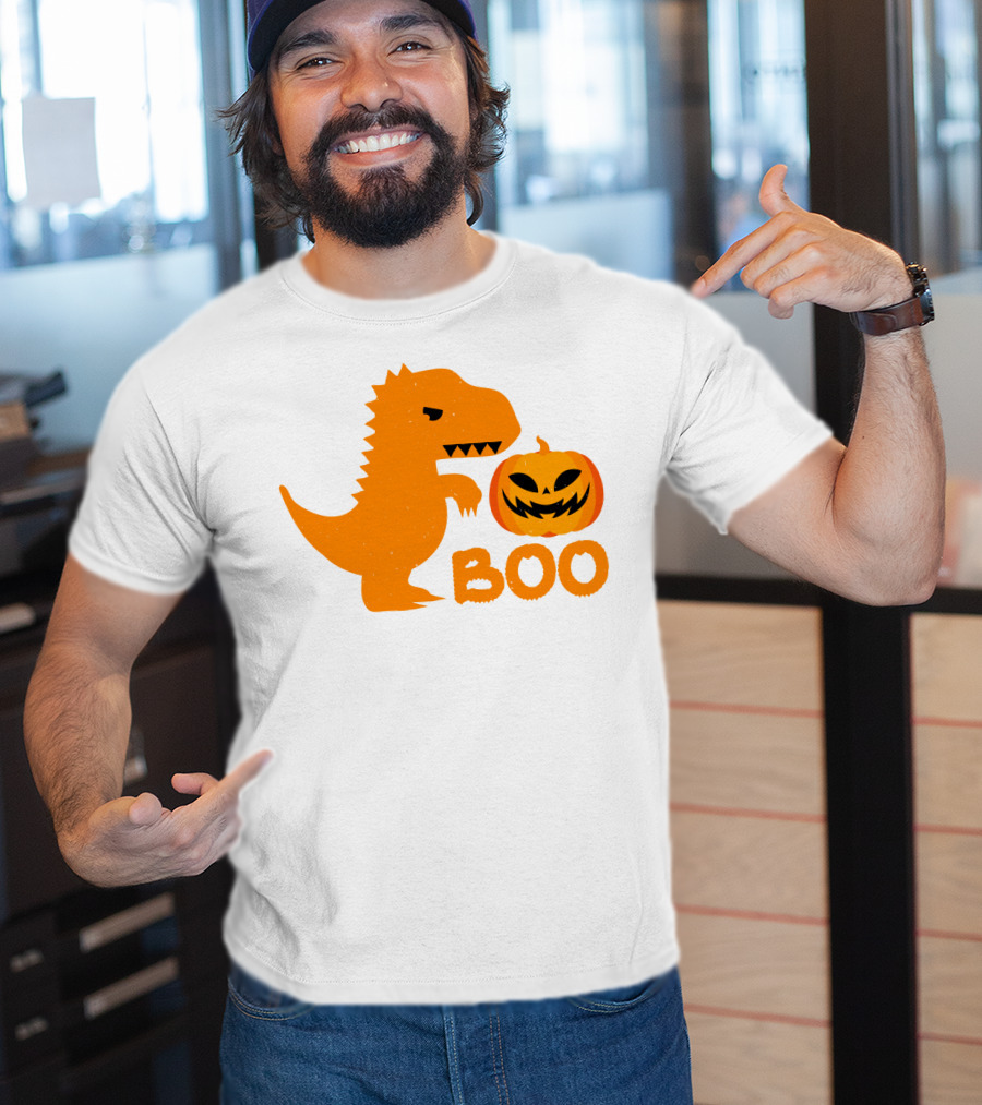 Boo Dinosaur With Jack-O'-Lantern Pumpkin T-Shirt