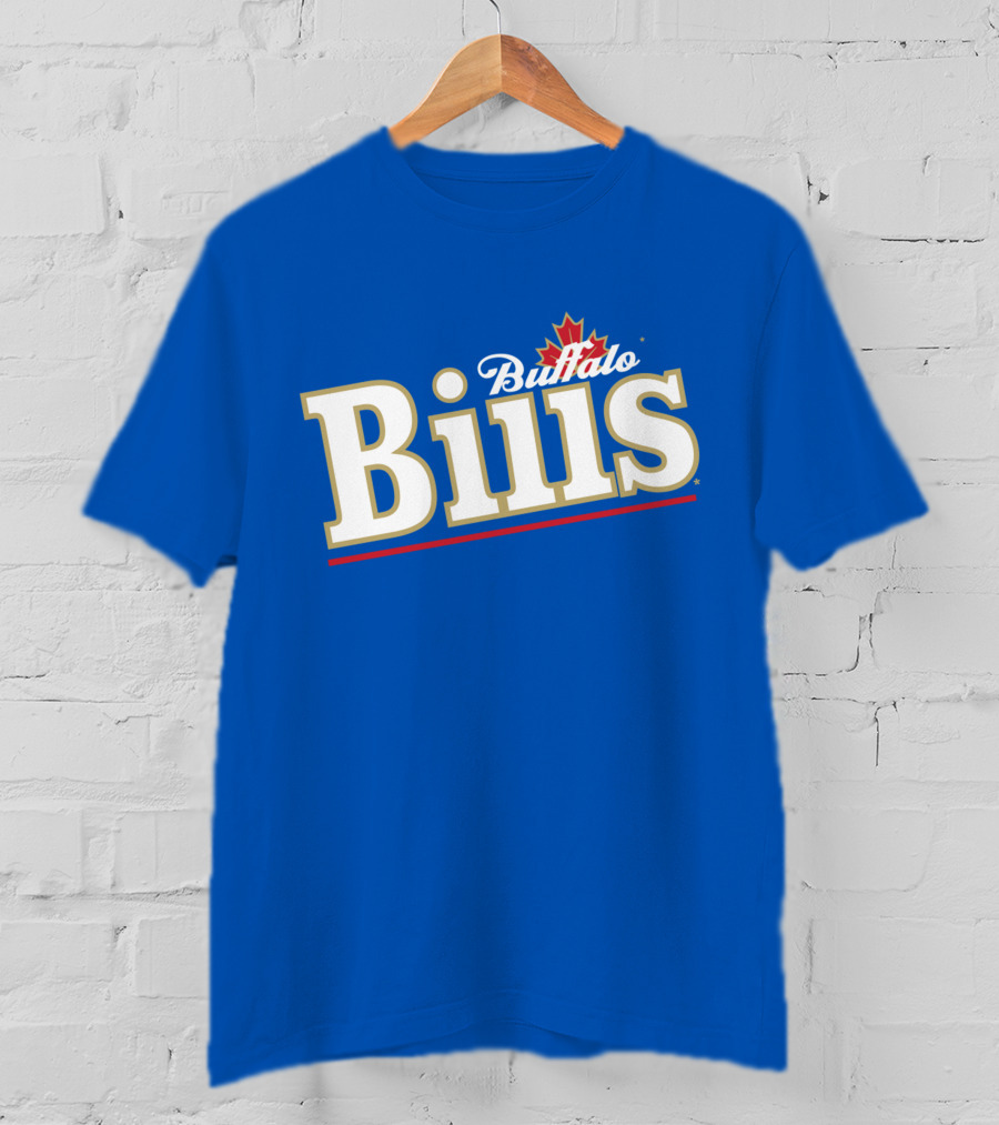 Buffalo Bills Logo With Red Maple Leaf T-Shirt
