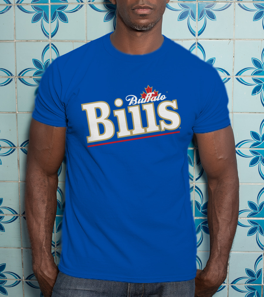 Buffalo Bills Logo With Red Maple Leaf T-Shirt