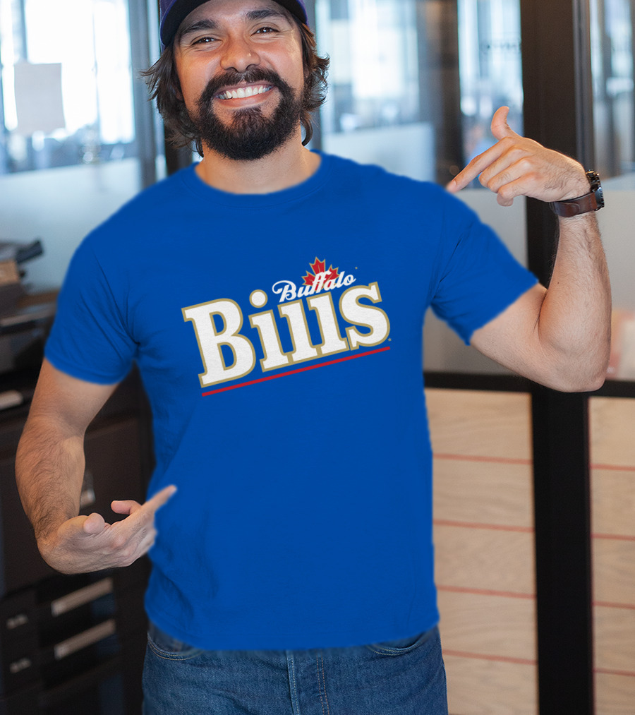 Buffalo Bills Logo With Red Maple Leaf T-Shirt