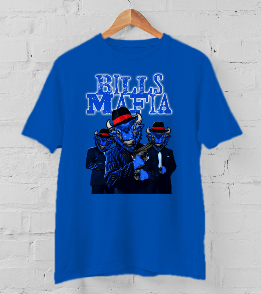 Bills Mafia Suited Blue Bulls Gang With Red Hats T-Shirt
