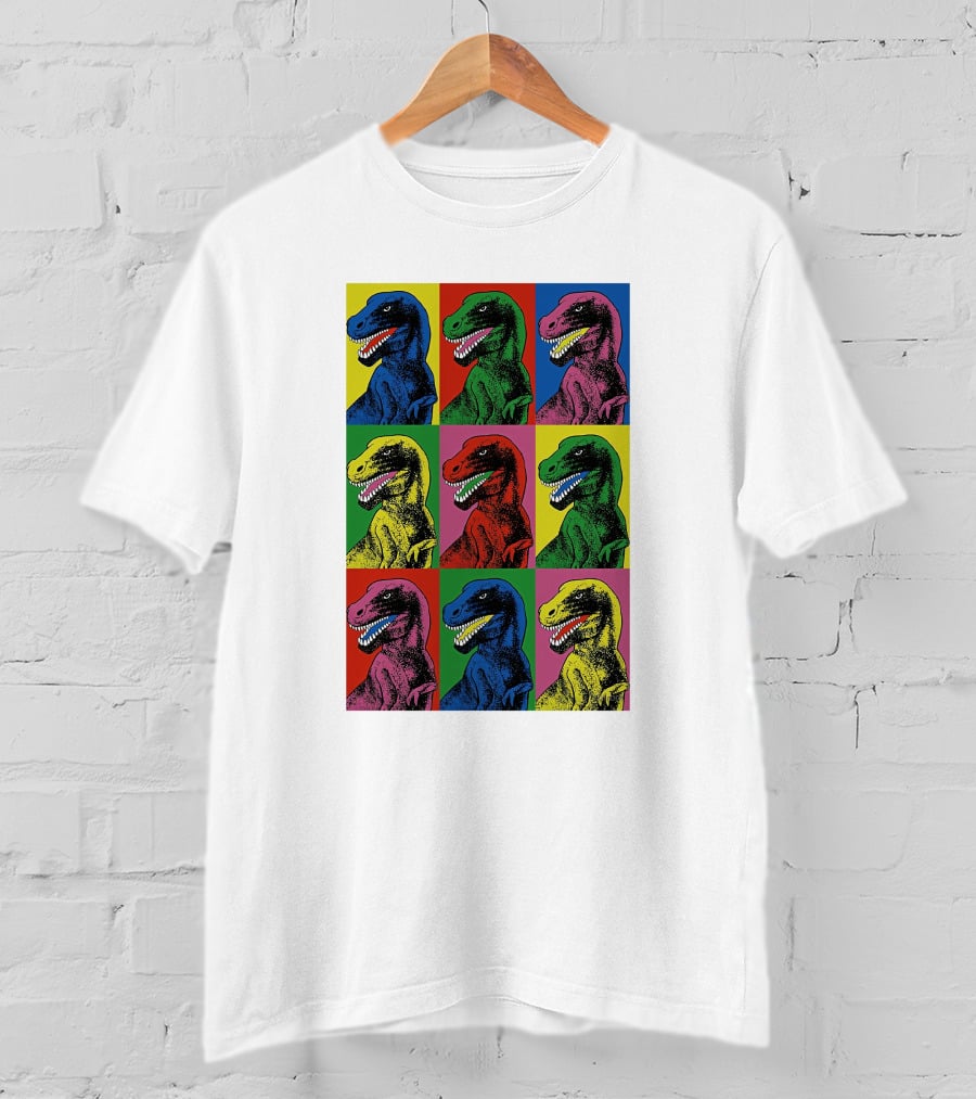 Pop Art T-Rex Jurassic Park Steven Spielberg Colorful Dinosaur T-Shirt