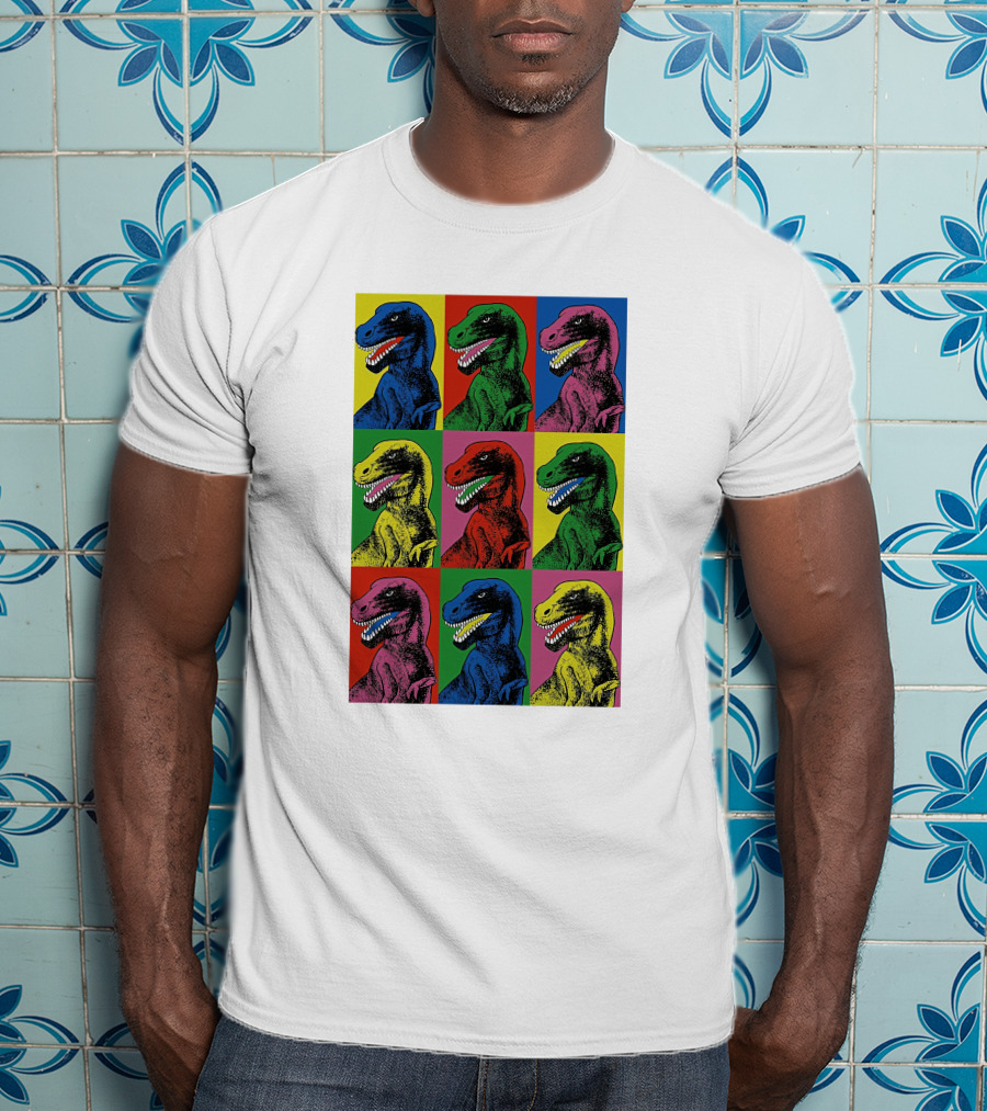 Pop Art T-Rex Jurassic Park Steven Spielberg Colorful Dinosaur T-Shirt